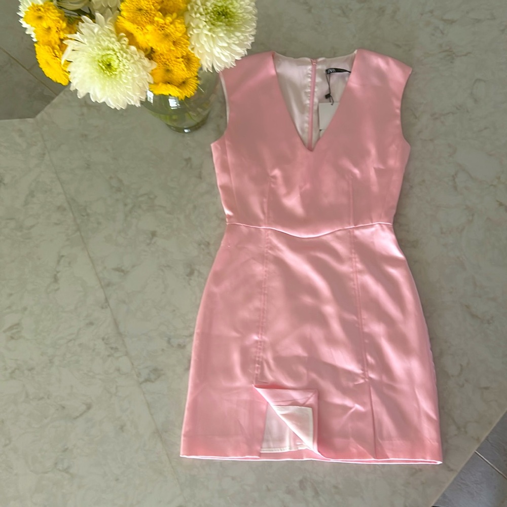 NWT Zara Satin Effect Mini Dress - Picture 3 of 9
